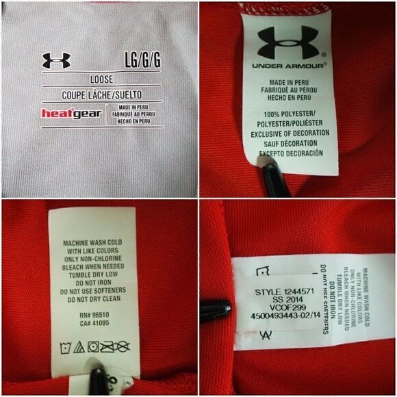 Under Armour Heatgear Loose Fit Coldblack Mens Size Large Red S/s Polo Shirt Euc - Picture 9 of 10